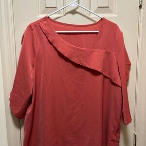 SHEIN Coral Asymmetrical Ruffle Blouse